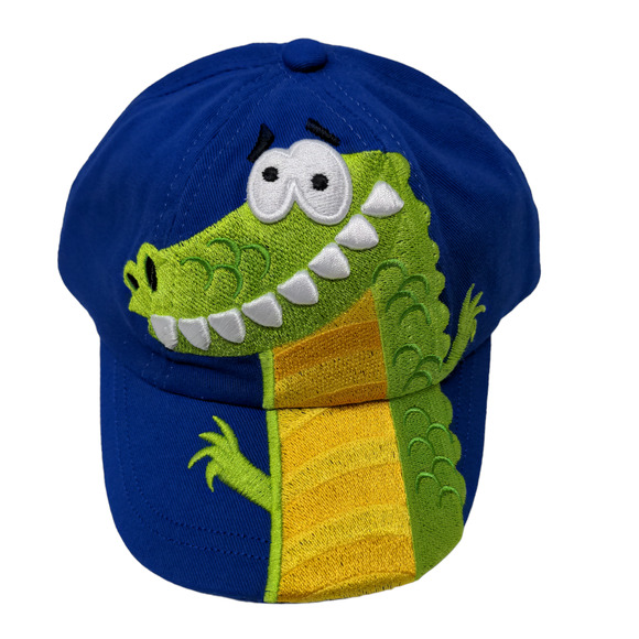 Kid Tees Stephen Joseph Boy's Hat Stretchy Blue Size Kid Embroidered Dinosaur - Picture 1 of 7